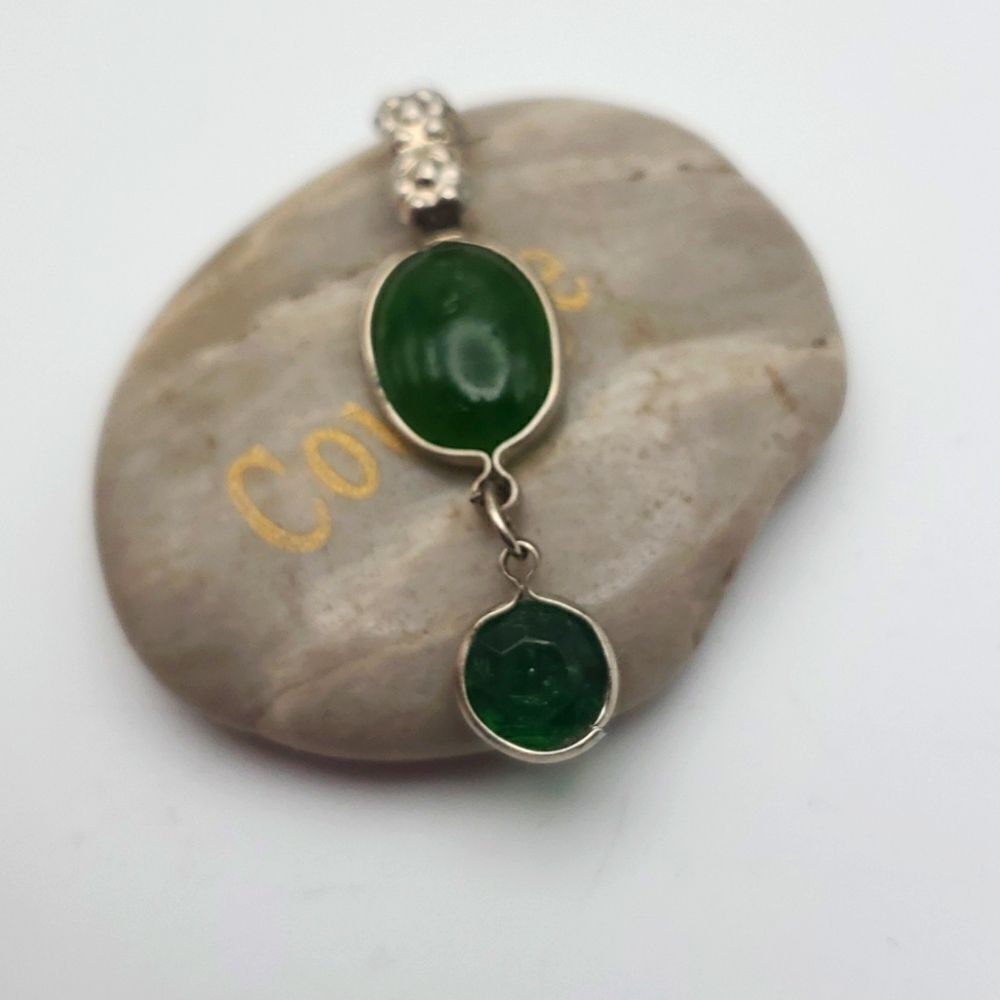 Emerald stained glass necklace pendant